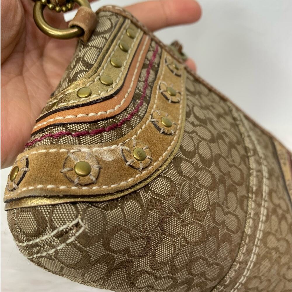 COACH Brown Signature Canvas Wristlet - Picture 7 of 10